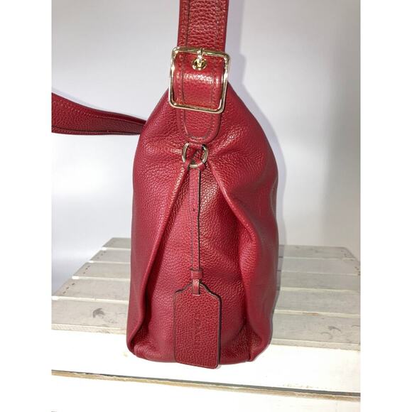 COACH 35775, LARGE RED PEBBLED LEATHER CROSSBODY BAG - Picture 6 of 16